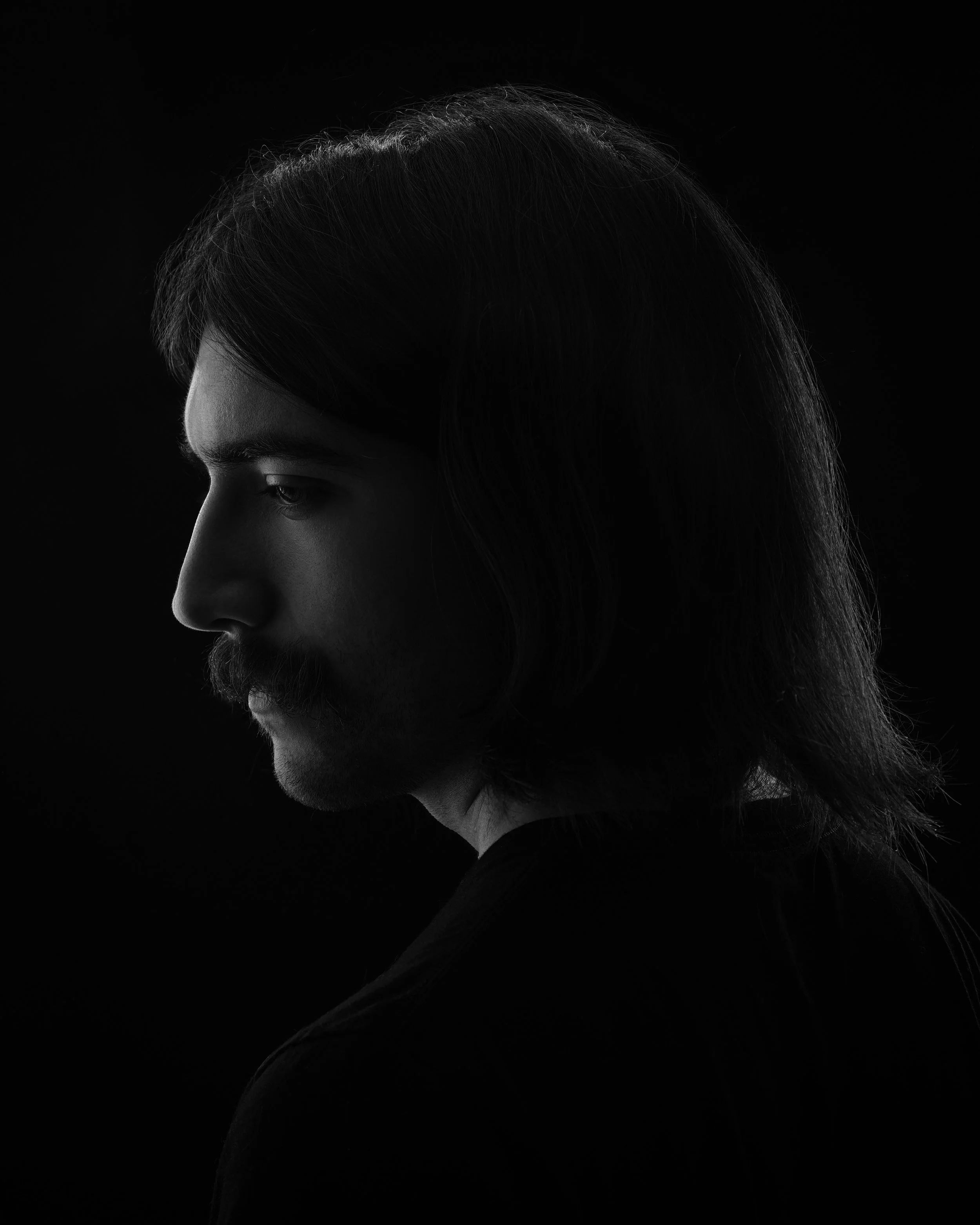 Dramatic black and white portrait in San Jose, California