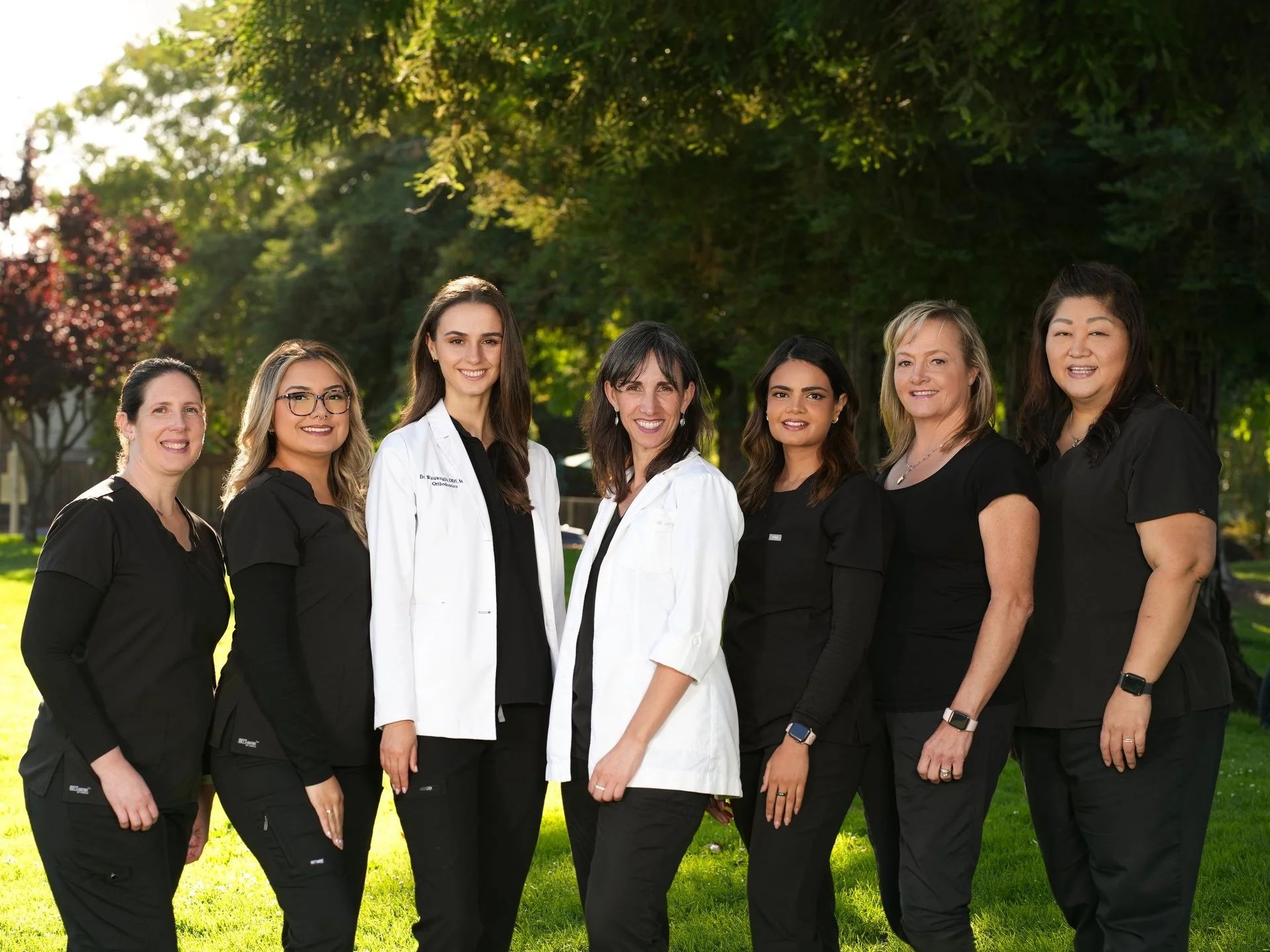 Group of doctors posing for professional headshots in Sunnyvale, California