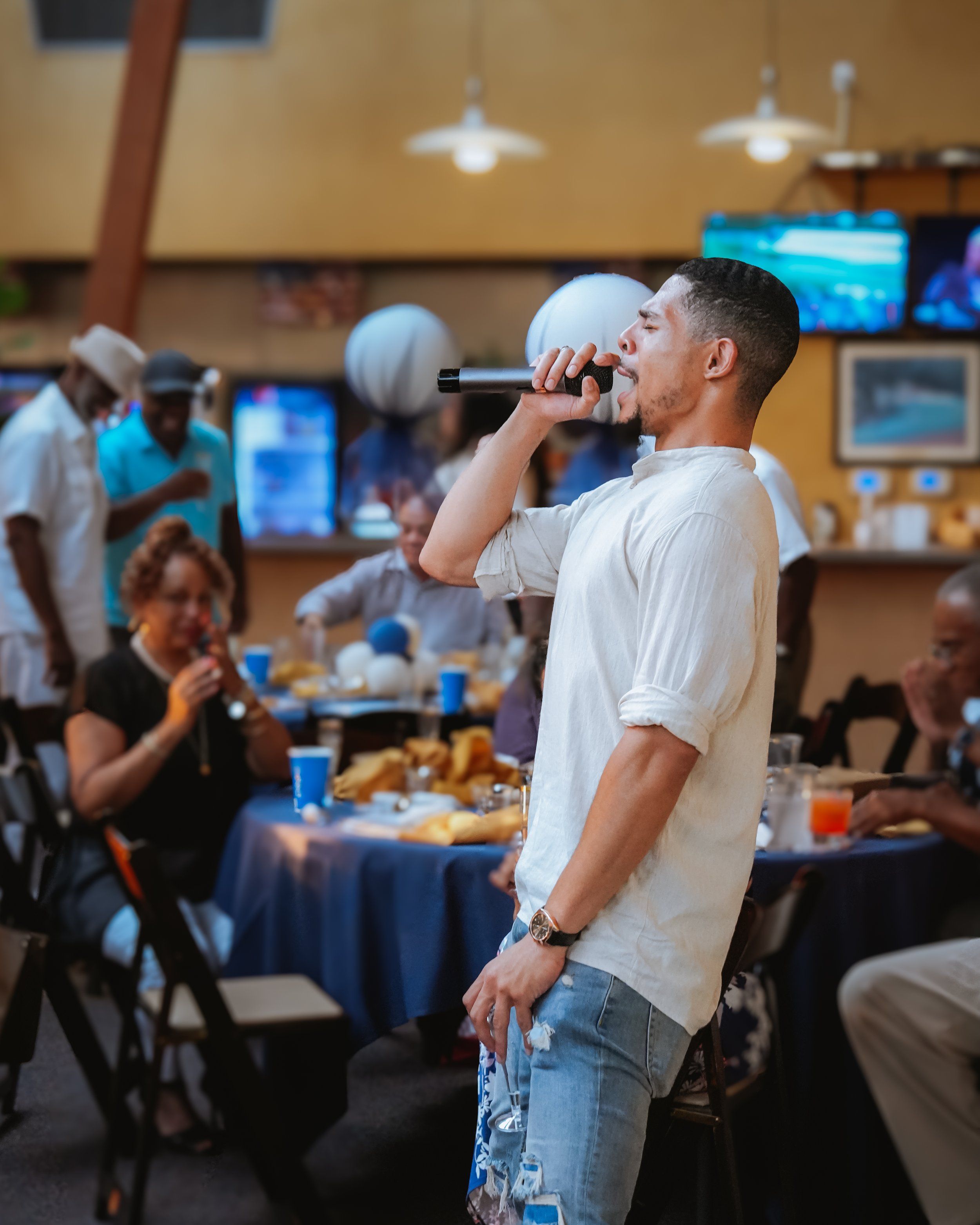 Dance partners enjoying a Bay Area party in California Dance partners enjoying a Bay Area party in California