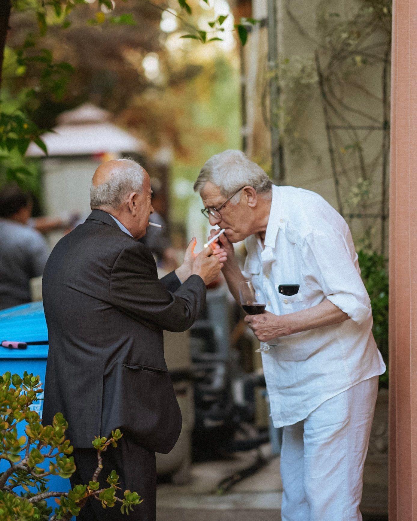Guests smiling over dinner in the Bay Area, California Guests smiling over dinner in the Bay Area, California
